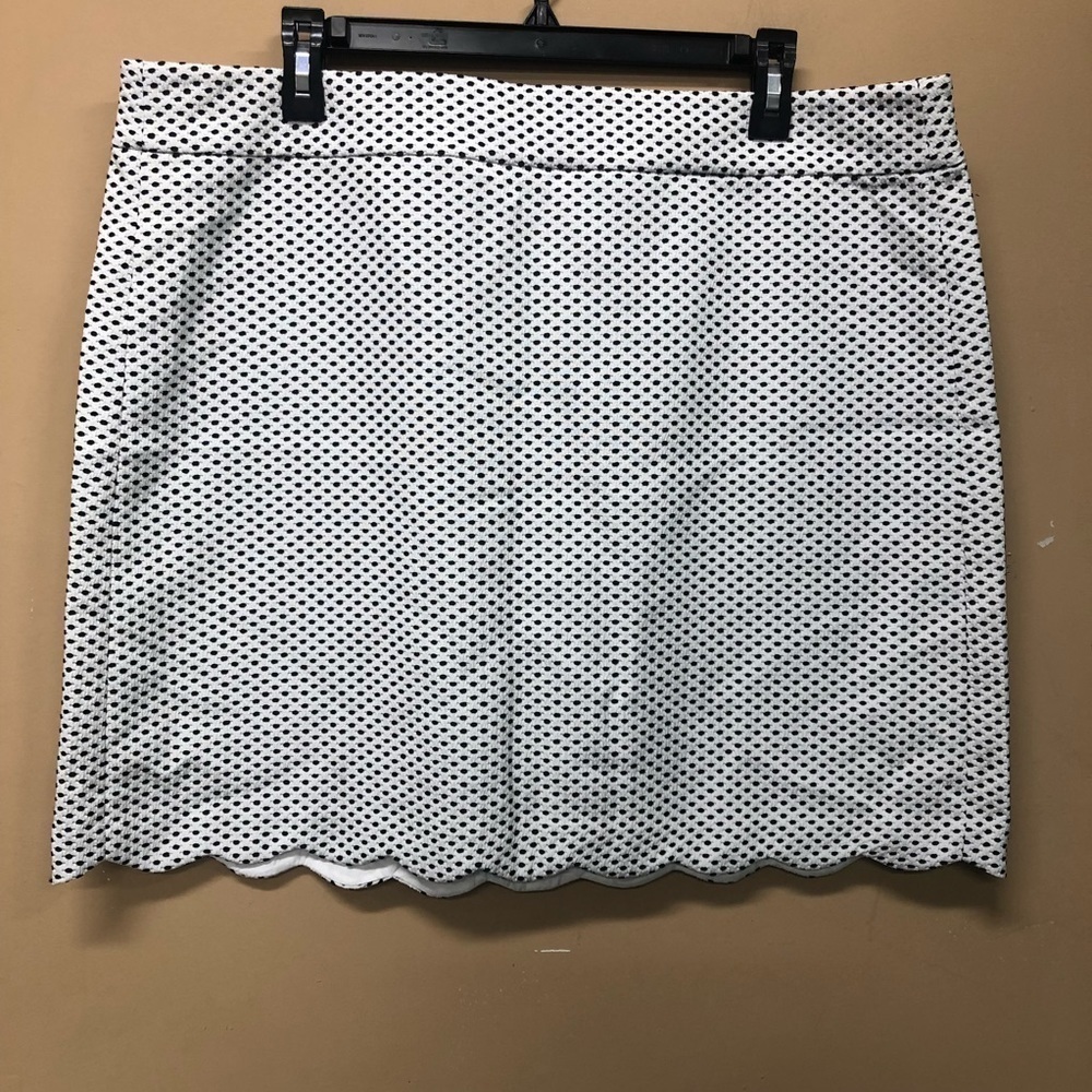 LOFT Black & White Polka Dot Scalloped Hem Skirt Career Size 16 NWT